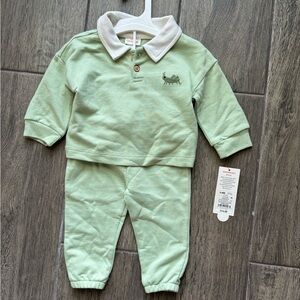 Cat & Jack Green Kids Grasshopper Matching Set Size 3-6 Months
